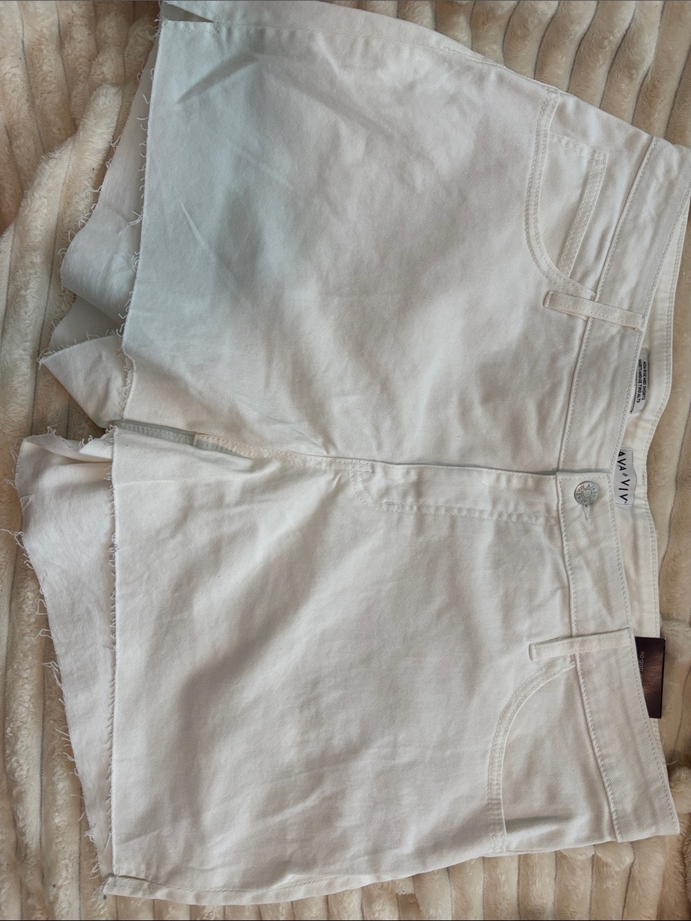 Ava & Viv High Rise White Denim Jean Midi Shorts